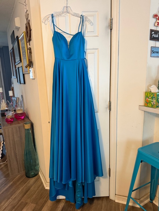 Dresses & Skirts - Elegant Teal Blue Spaghetti-Strap Evening Gown